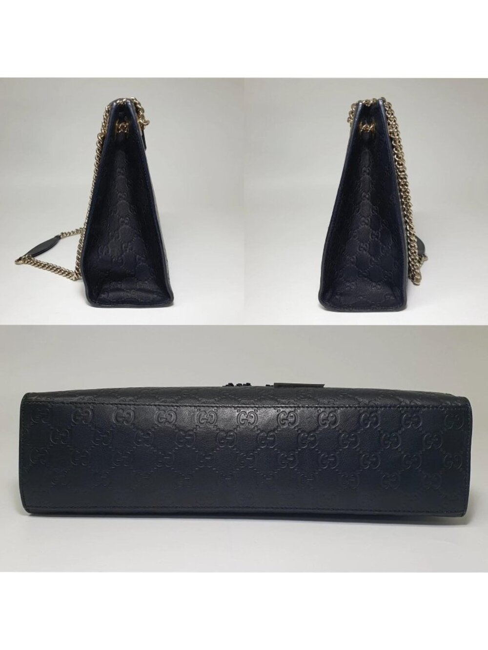 Authentic Gucci Guccissima Leather Horsebit Chain Tote Black - Picture 4 of 12